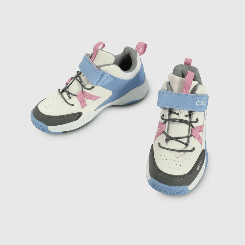 Zapatilla blanca y azul para niños, comodidad y estilo