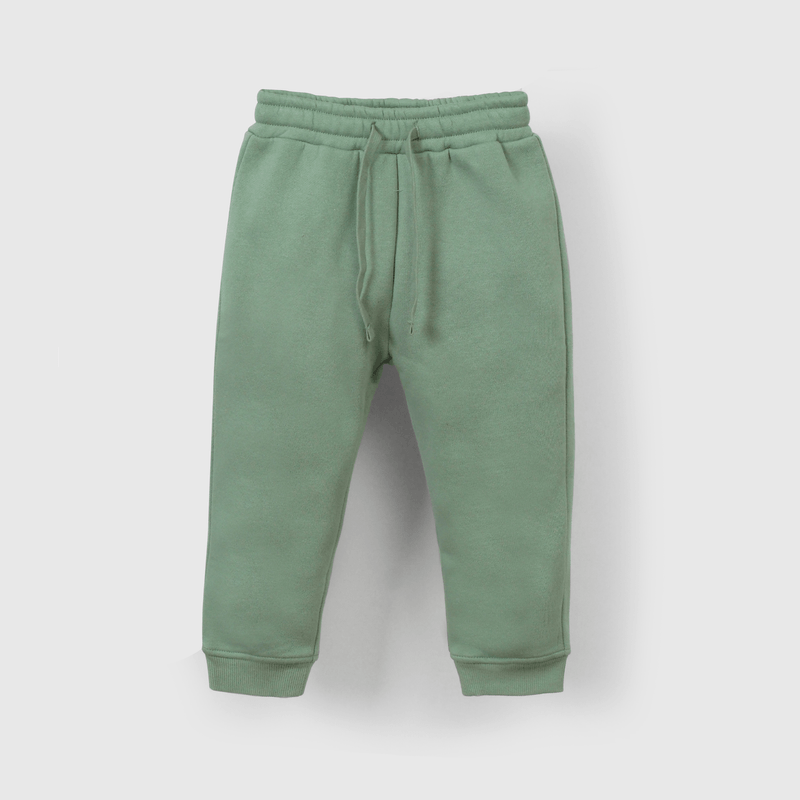 Pantalon Buzo Verde con Carda Interior y Cintura Elasticada