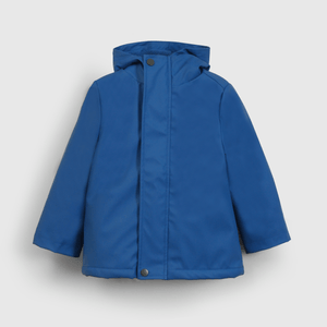 Chaqueta Azul Engomada con Forro de Jersey y Gorro para bebe