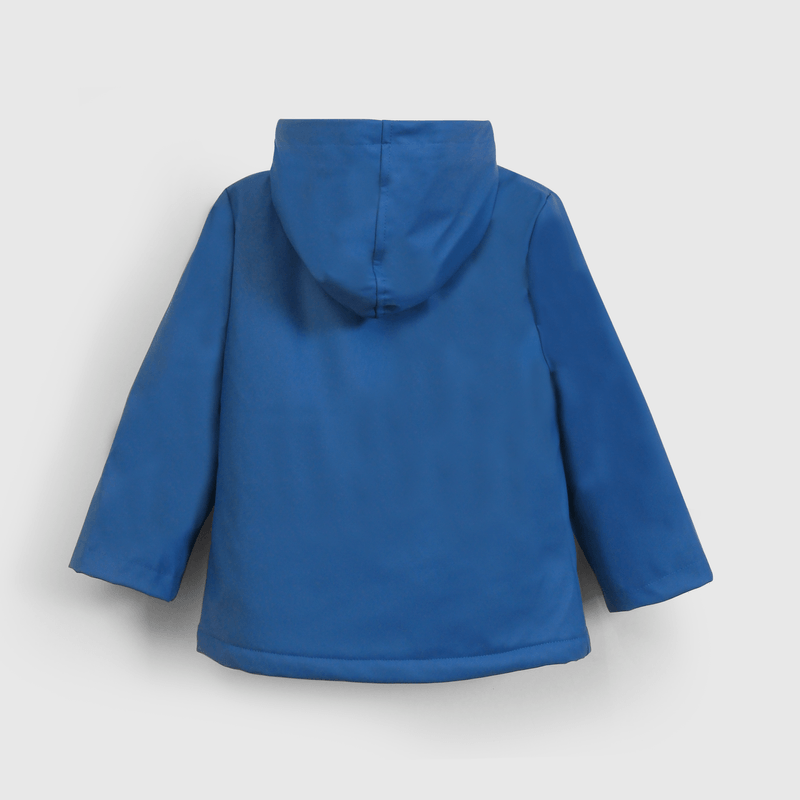 Chaqueta Azul Engomada con Forro de Jersey y Gorro para bebe