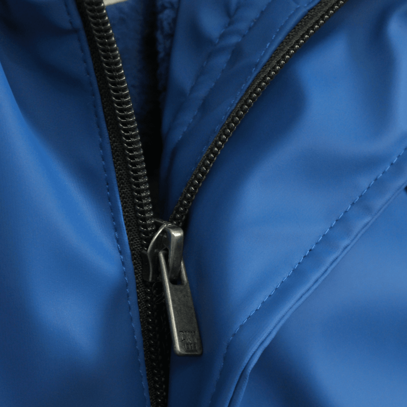 Chaqueta Azul Engomada con Forro de Jersey y Gorro para bebe