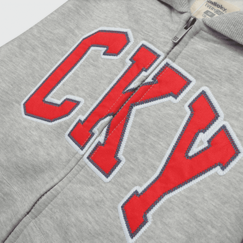 Polerón Gris de polycotton con Cierre y Gorro para Niño
