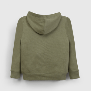 Polerón Verde de polycotton con Cierre y Gorro para niño