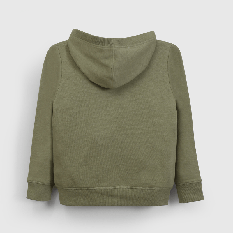 Polerón Verde de polycotton con Cierre y Gorro para niño