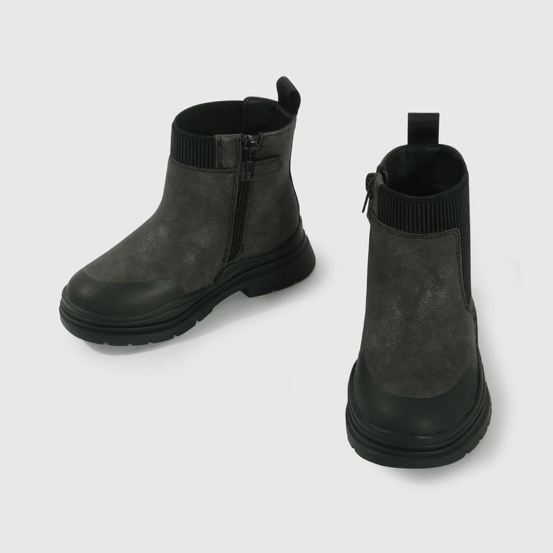 Bootie Caminante de Niña con Cierre Caña Media Negra