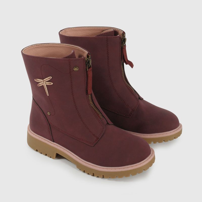 Bootie de Niña Rojo Caña media con Cierre