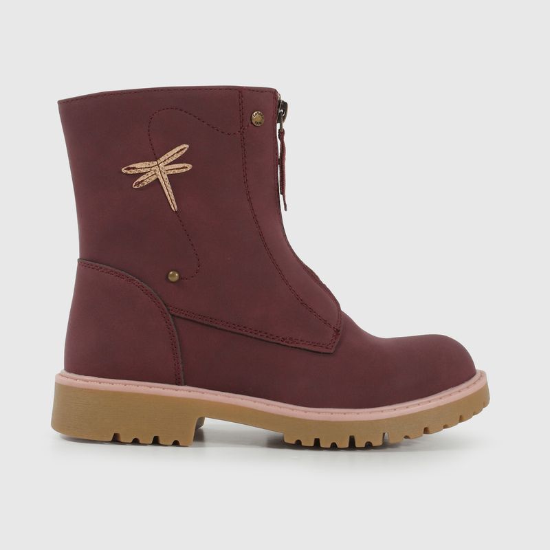 Bootie de Niña Rojo Caña media con Cierre