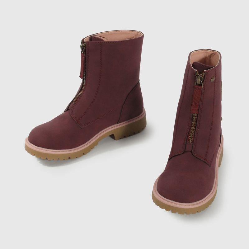 Bootie de Niña Rojo Caña media con Cierre