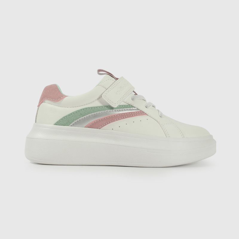 Zapatilla Lifestyle de Niña Blanco Caña Baja Velcro + Cordón