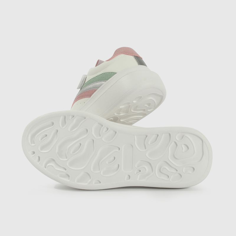 Zapatilla Lifestyle de Niña Blanco Caña Baja Velcro + Cordón