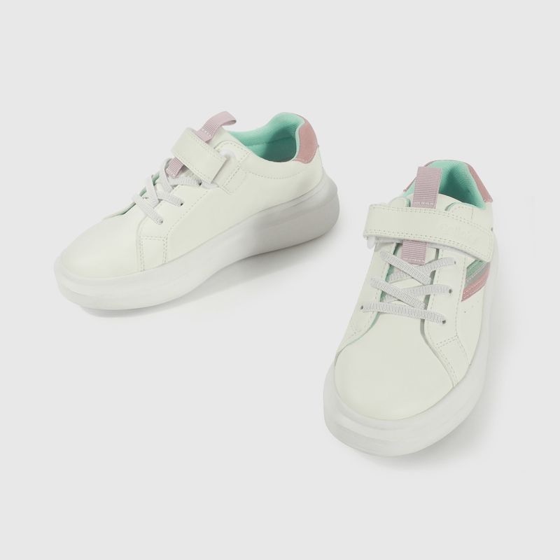 Zapatilla Lifestyle de Niña Blanco Caña Baja Velcro + Cordón