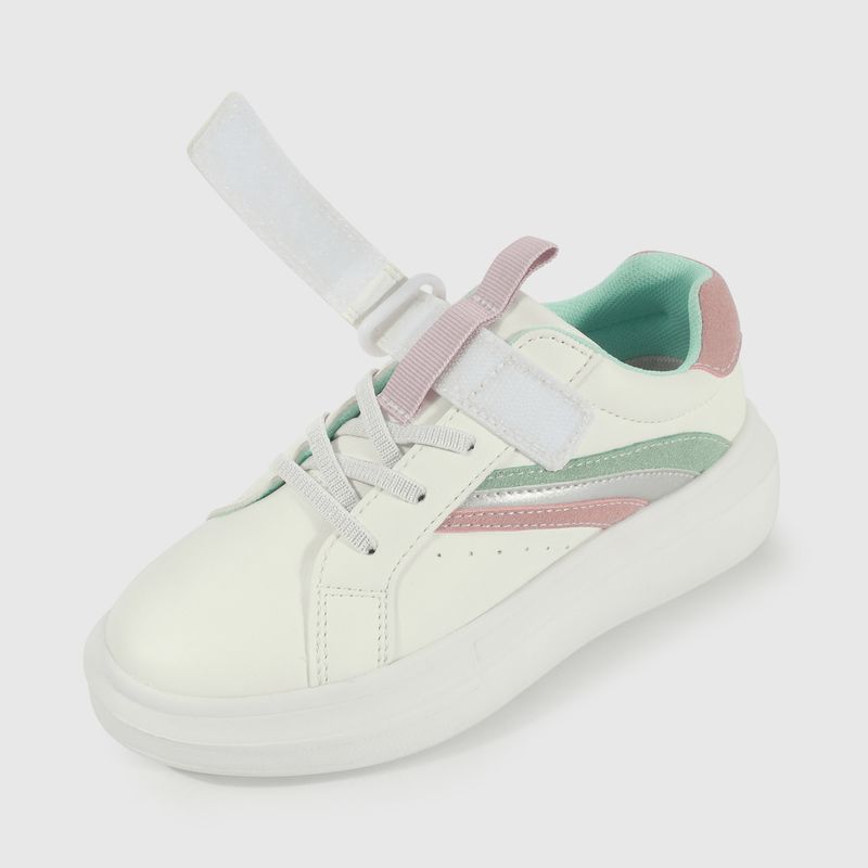 Zapatilla Lifestyle de Niña Blanco Caña Baja Velcro + Cordón