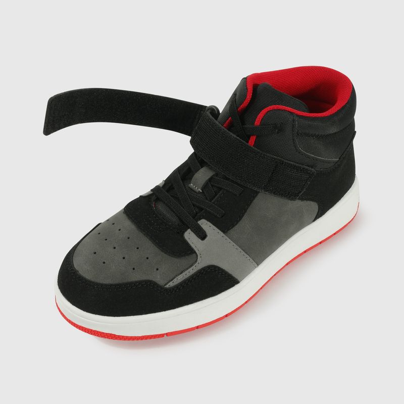 Zapatilla Lifestyle de Niño Negro Caña Media Velcro y Cordón