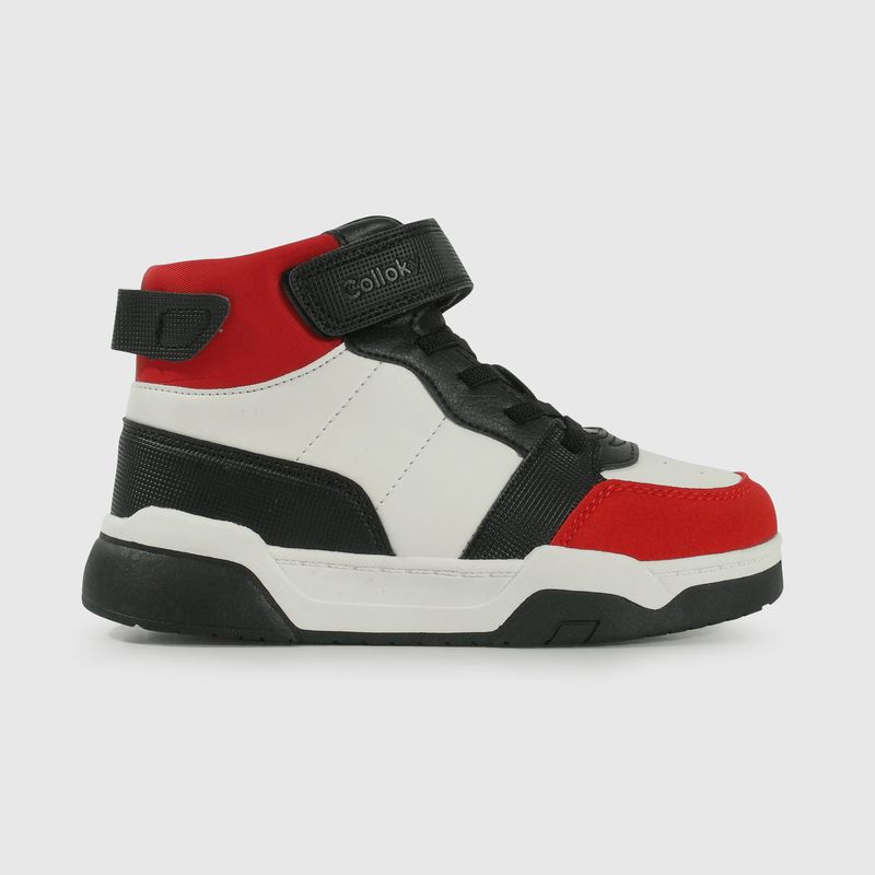 Zapatilla Lifestyle de Niño Rojo Caña Media Velcro y Cordón