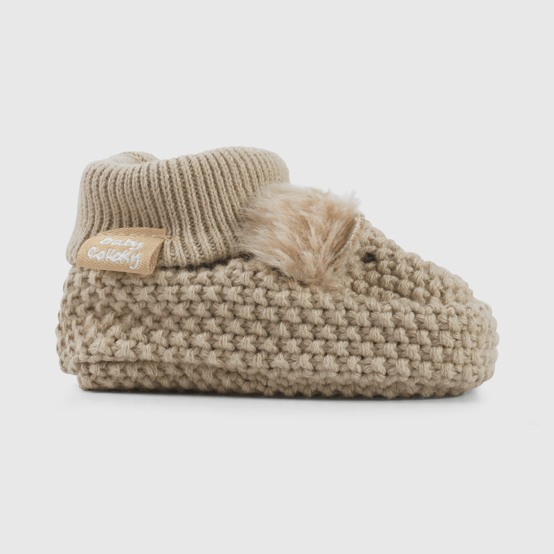 Pantufla Beige Unisex de bebé