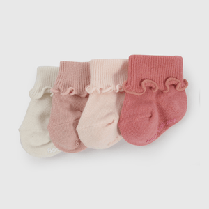 Pack Cuatro Calcetines Rosado de Bebé de New born talla Única