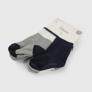 Pack Cuatro Calcetines Rayas Azul De Niño Infantil talla 14/16 a 23/25