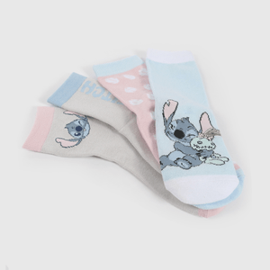 Pack Cuatro Calcetín Celeste Lilo Stitch de Niña talla 23/25 a 34/37