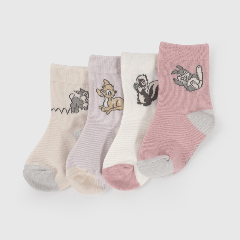 Pack Cuatro Calcetines Bambi de Niña Infantil talla 14/16 a 23/25