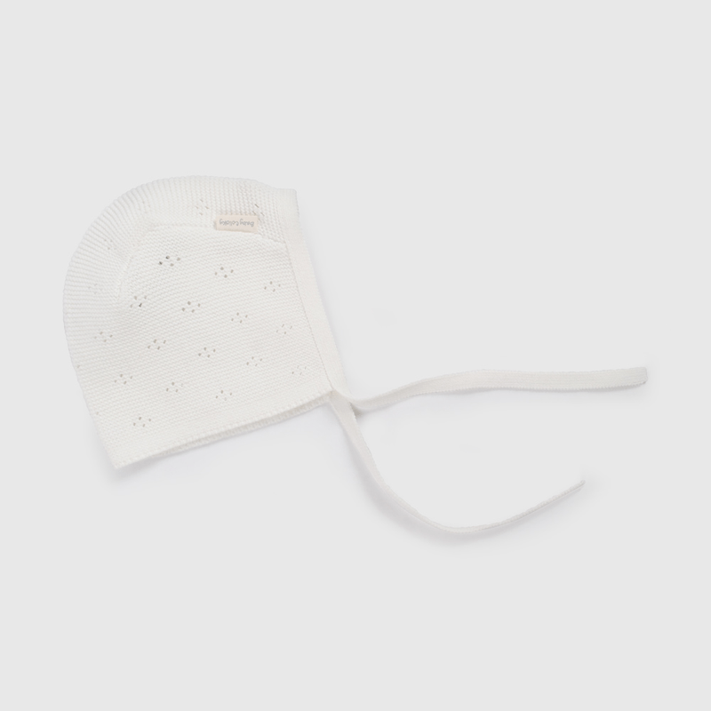 Capota Tejida Blanca de Bebé de New born talla Única