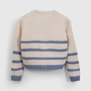 Chaleco Rayas Beige  de Niña talla 3 a 12 Años
