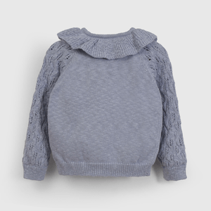 Chaleco Celeste Cuello Vuelos de Niña Infantil talla 3/6 M a 24m/36 M