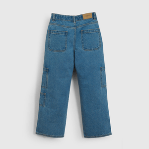 Jeans Azul Cargo de Niña talla 3 a 12 Años
