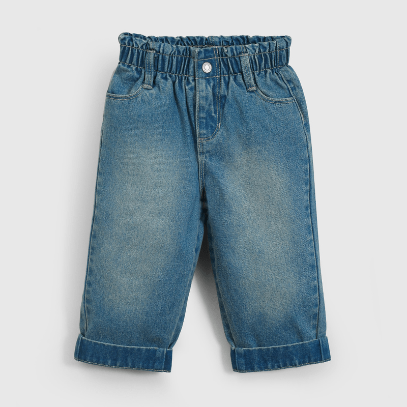 Jeans Azul  Cintura Elasticada de Niña Infantil talla 3/6 M a 24m/36 M