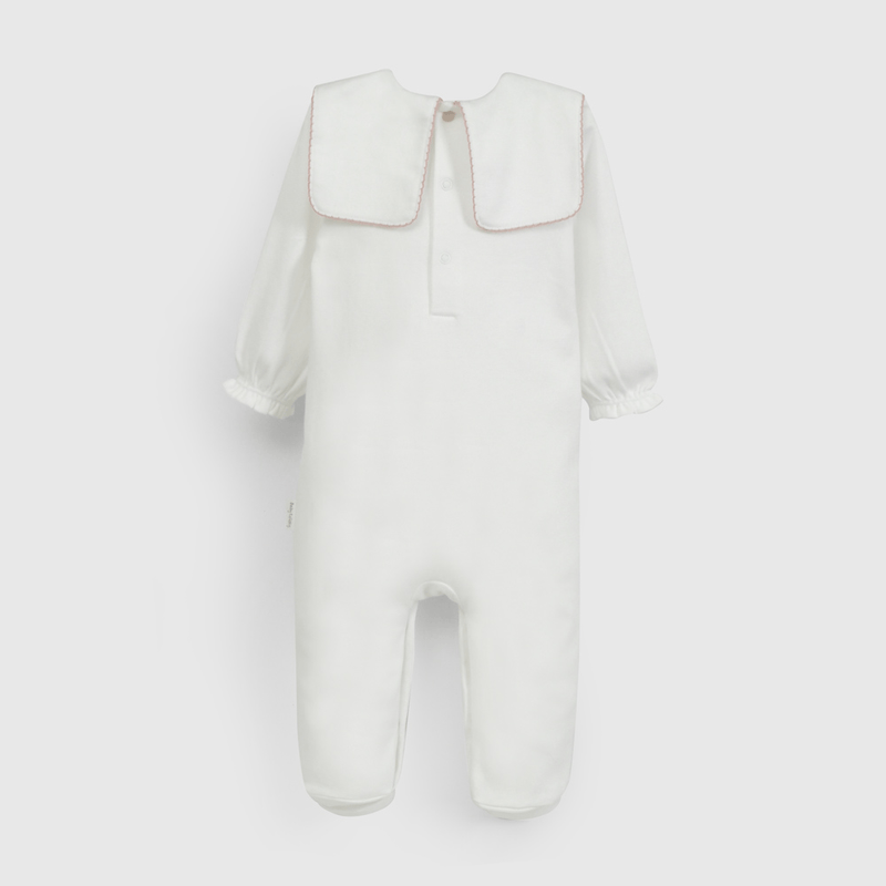 Osito Blanco Cuello Flores de Bebé de New born talla RN a 6/9 M