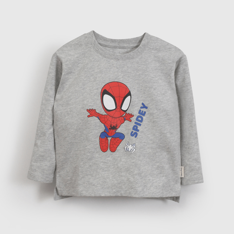 Polera Gris Spiderman De Niño Infantil talla 3/6 M a 24m/36 M