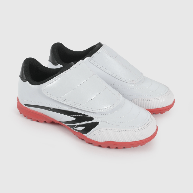 Zapatilla de Fútbol Blanca con Rojo de Niño talla 28 a 38
