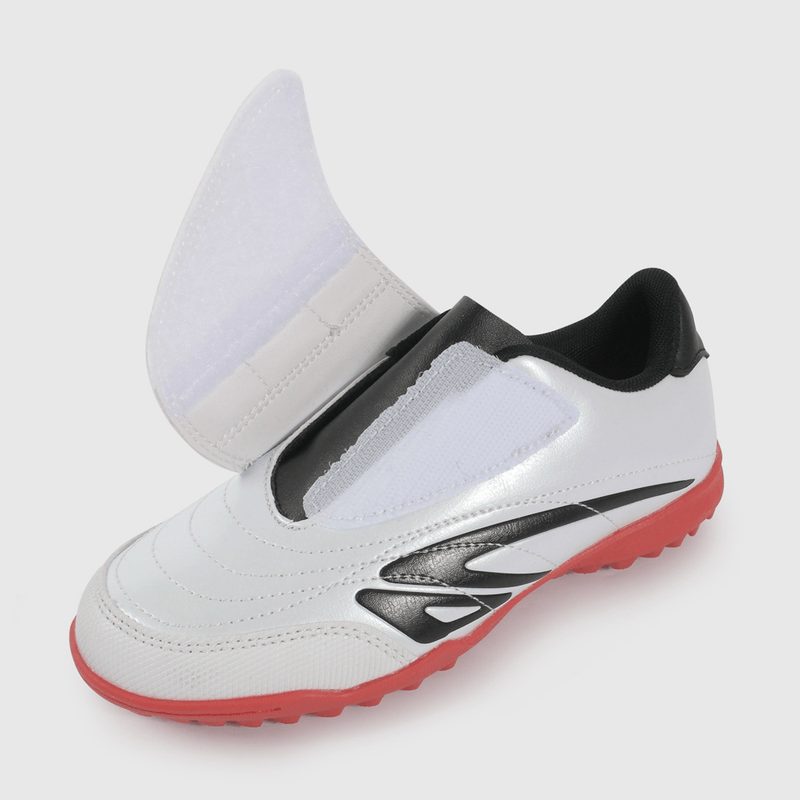 Zapatilla de Fútbol Blanca con Rojo de Niño talla 28 a 38