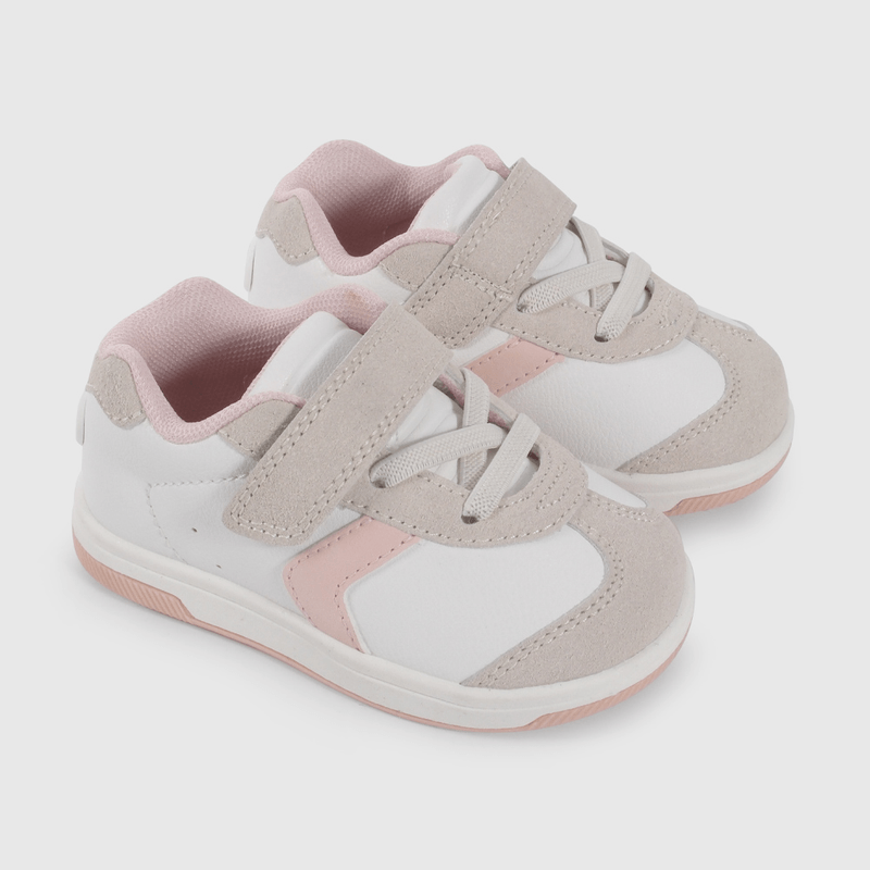 Zapatilla Urbana Blanca y Rosado de Primeros Pasos talla 18 a 21