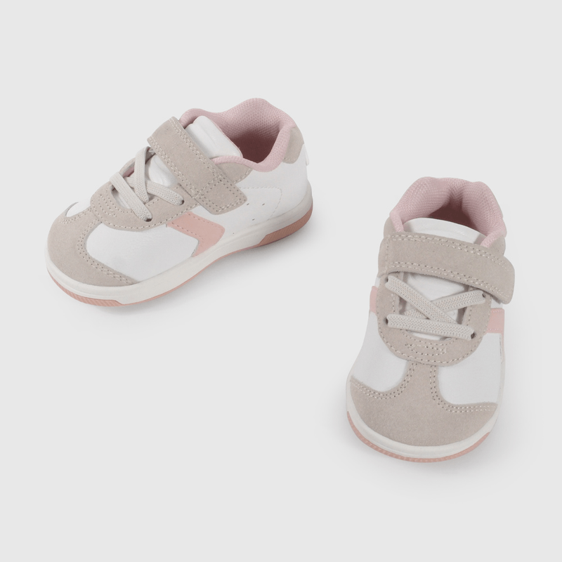 Zapatilla Urbana Blanca y Rosado de Primeros Pasos talla 18 a 21
