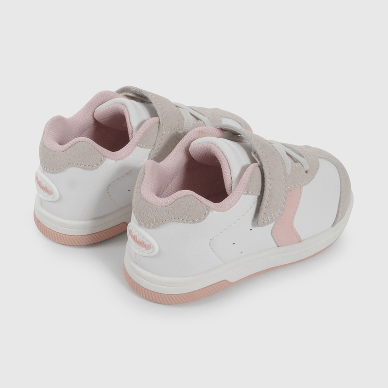 Zapatilla Urbana Blanca y Rosado de Primeros Pasos talla 18 a 21