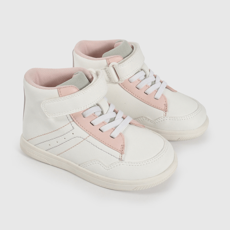 Zapatilla Urbana Blanca Caña Alta con Velcro talla 21 a 27
