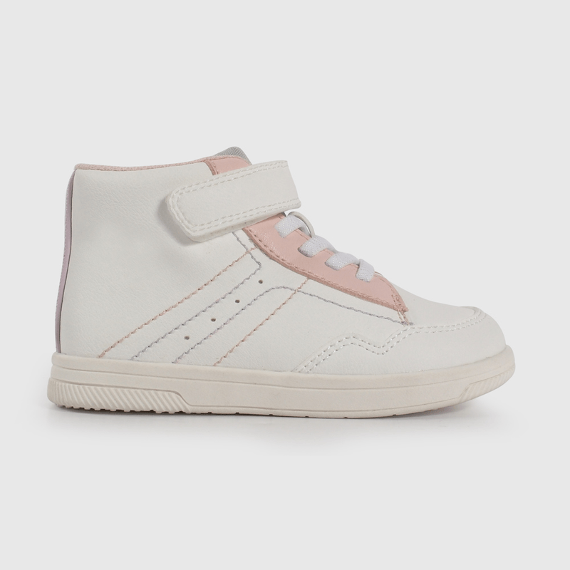 Zapatilla Urbana Blanca Caña Alta con Velcro talla 21 a 27