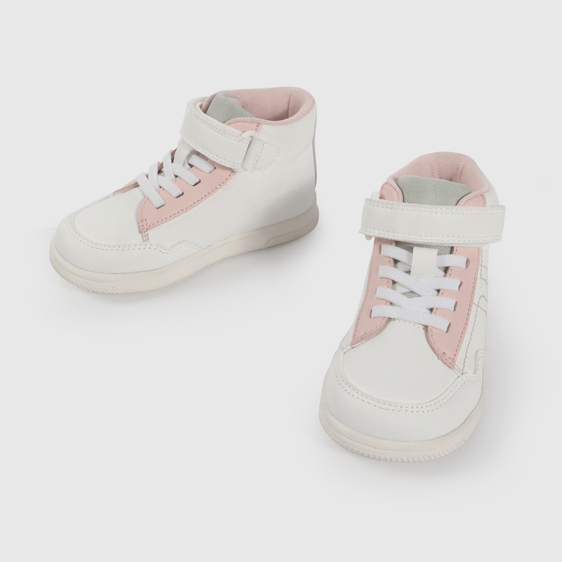 Zapatilla Urbana Blanca Caña Alta con Velcro talla 21 a 27