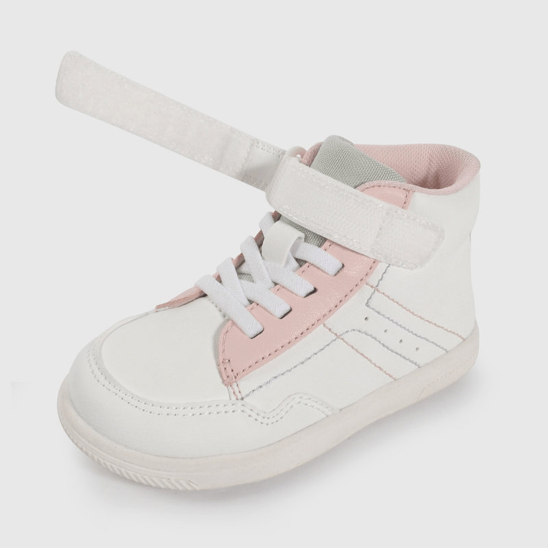 Zapatilla Urbana Blanca Caña Alta con Velcro talla 21 a 27