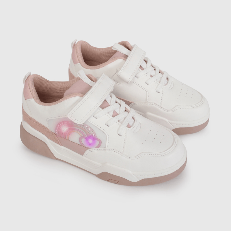 Zapatilla con Luces y Velcro Blanca de Niño  talla 28 a 38