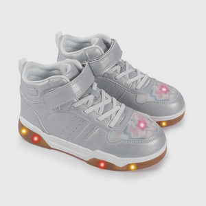 Zapatilla de Luces Metalizada Plateada de Niño talla 28 a 38