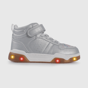 Zapatilla de Luces Metalizada Plateada de Niño talla 28 a 38