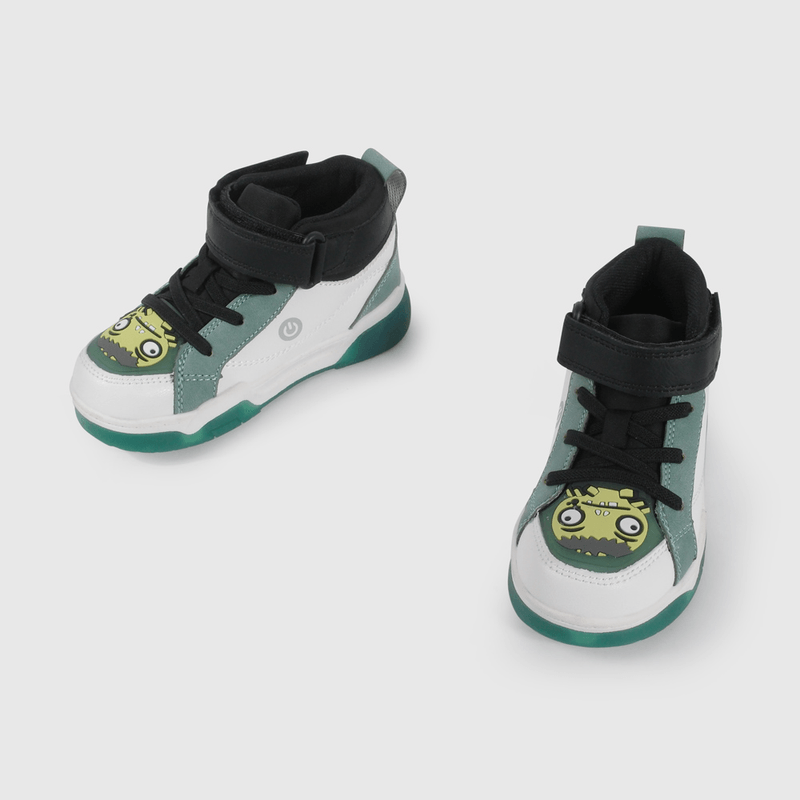 Zapatilla de Luces Blanca con Verde Temática Zombie de Caminante talla 21 a 27