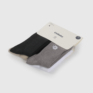 Pack Cuatro Calcetín Gris Flor de Niña talla 23/25 a 34/37