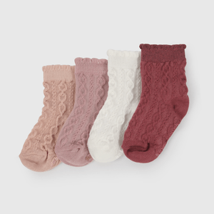 Pack Cuatro Calcetines Trenzados de Niña Infantil talla 14/16 a 23/25