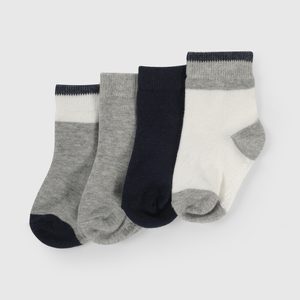 Pack Cuatro Calcetines Rayas Azul De Niño Infantil talla 14/16 a 23/25