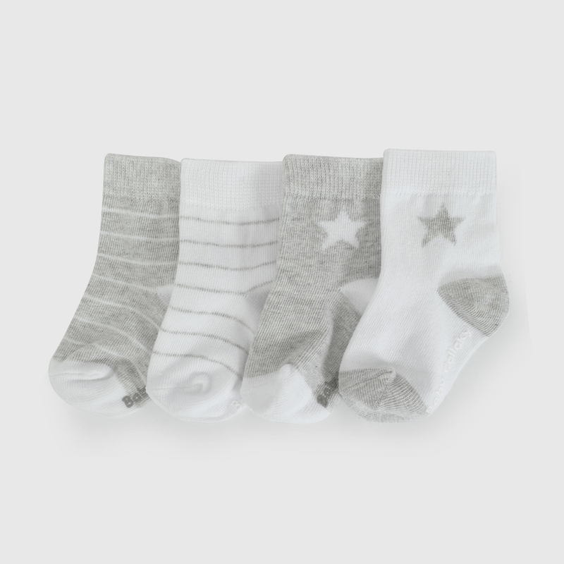 Pack Cuatro Calcetines Gris Estrella De Niño Infantil talla 14/16 a 23/25