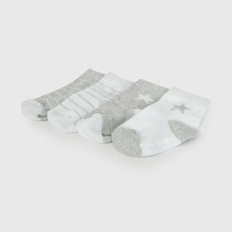 Pack Cuatro Calcetines Gris Estrella De Niño Infantil talla 14/16 a 23/25