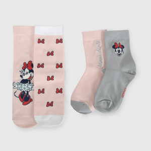 Pack Cuatro Calcetín Rosado Minnie de Niña talla 23/25 a 34/37