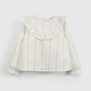Blusa Blanca Vuelos de Niña Infantil talla 3/6 M a 24m/36 M